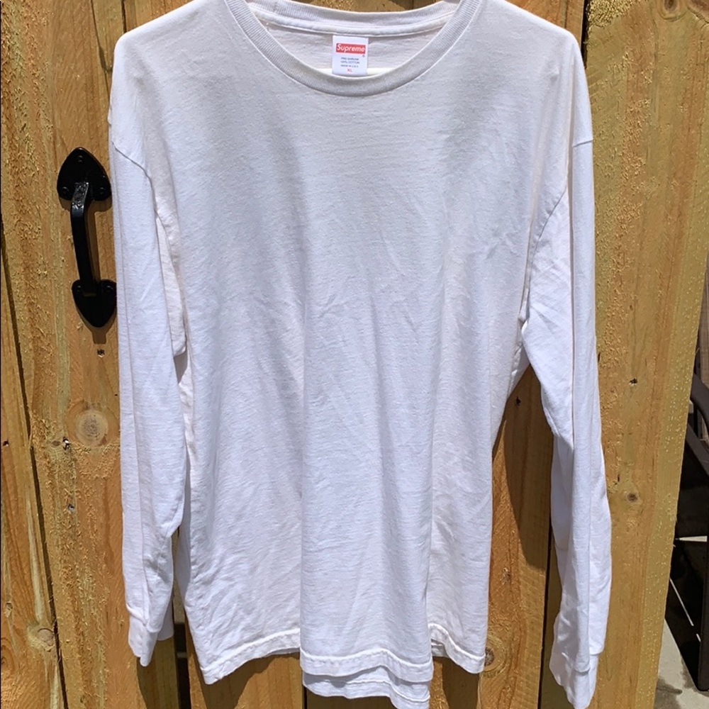 Plain white long sleeve supreme shirt